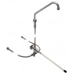 Kit including wall mounted self closing knee lever tap, swinging spout and flexibles, flow time 8 ± 12 sec MNL Model ARES019KIT