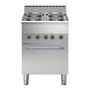 Electric range 4 plates MDLR Model F6060CFE Ventilated electric oven GN2/3 with stainless steel door