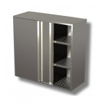Hanging cabinet with sliding doors and draining boards stainless steel AISI 430 or 304 Model PAF15410