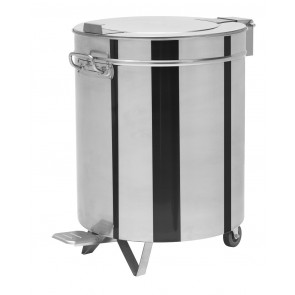 Stainless steel round waste bin with wheels Model WA75P