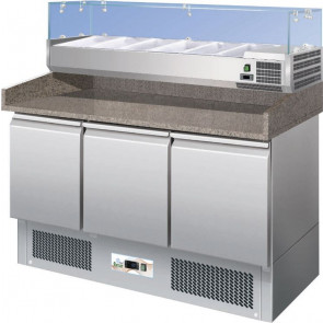 Static Refrigerated Pizza Counter Model S903PZ+RI14038V GLASS  three doors
