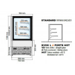Hot vertical display for bakery and gastronomy with 4 sliding doors Model EVOKL4PORTE120HOT