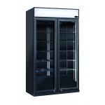 Refrigerated black drinks display Model DC1050B with advertising opaline