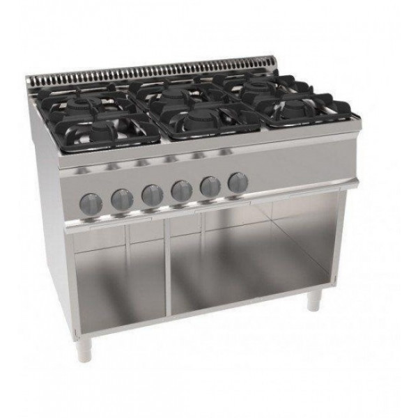 Gas range 6 burners with open cabinet TX Power 30 kW Model PC105G7A