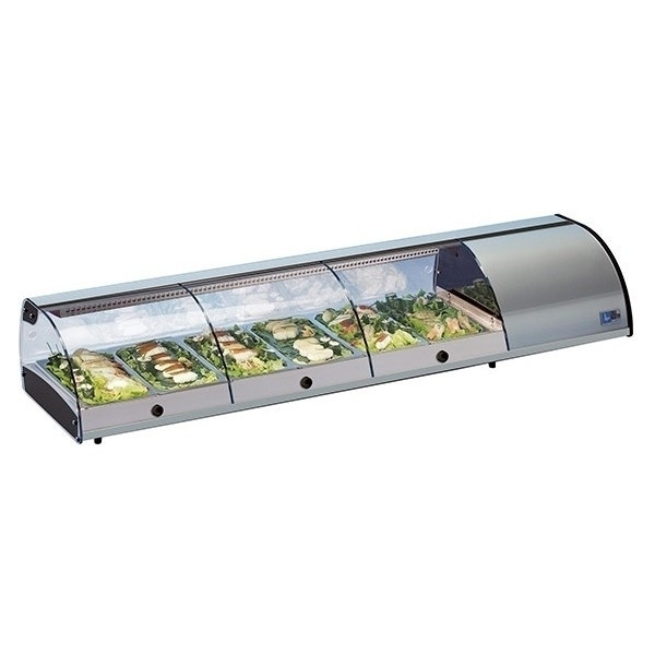 Refrigerated countertop display Model SUSHI4GNSS for Sushi Separate glass Containers GN1/3