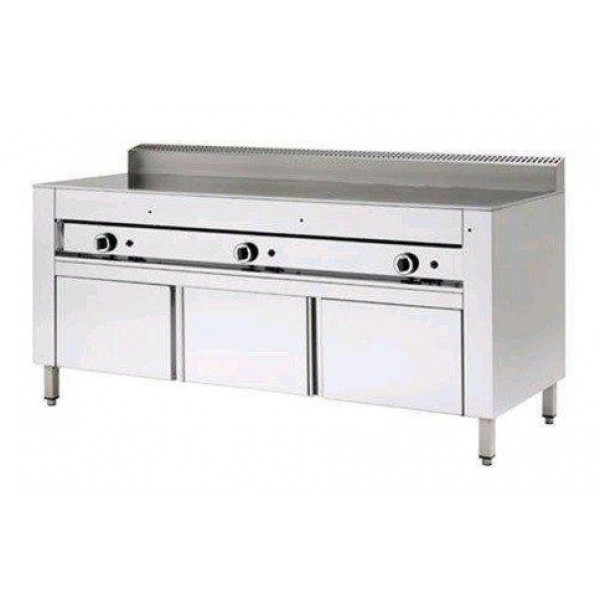 Gas piadina cooker PL Model  CP12 Chrome flat On stainless steel compartment with doors Capacity 12 piadine