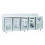 TROPICALIZED Ventilated Refrigerated Table with Self-locking Doors Model QRG4200SG with Backsplash REMOTE MOTOR