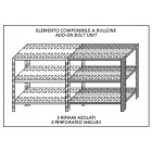 Stainless steel bolt shelving IXP 3 perforated shelves Modular element To add to existing element NOT FOR USE ALONE Polished finish Model SC515FC