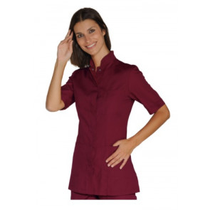 Woman Portofino blouse SHORT SLEEVE 65% Polyester 35% Cotton BORDEAUX in different sizes Model 002803M