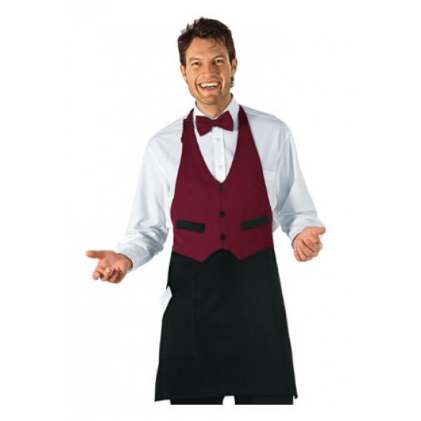 Unisex Garcon apron 100% Polyester black and bordeaux Model 037003