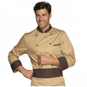 Chef jacket Cookie + Brown IC 65% polyester and 35% cotton Available in different sizes Model 059215