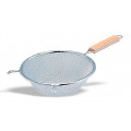 Colino doppia maglia in acciaio inox Dimensioni ø cm. 26 Lunghezza manico cm 27 Lunghezza totale cm 53 Modello 316-026