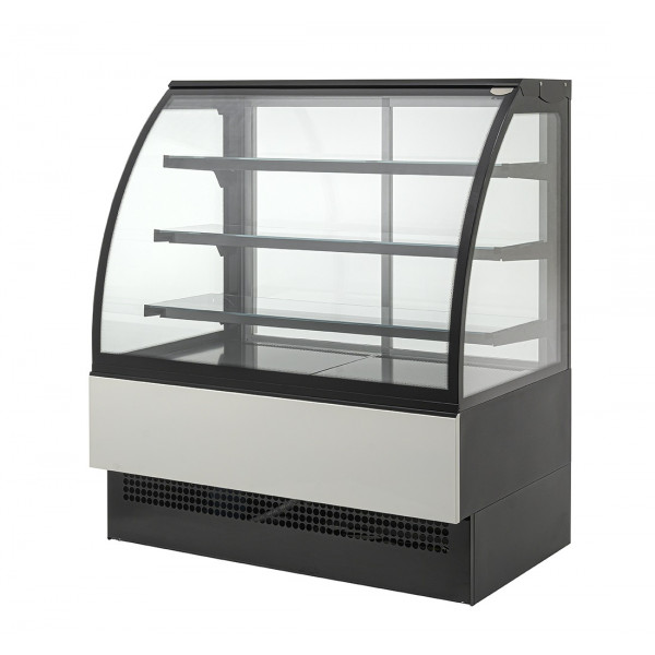 Neutral pastry display (non-refrigerated) Model EVO150NEUTRO Front glass opening and double-glazed sliding doors