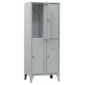 Overlapped changing room locker FAS made of steel sheet Thickness 6/10 N.4 Compartments N.4 Hinged doors Card holde Coat-hanger Model H070K1802B