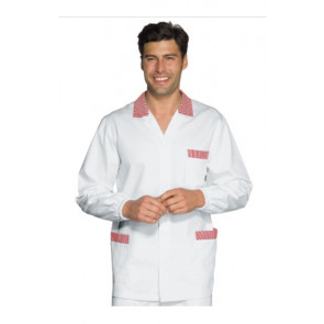Chef jacket Peter Long sleeve 100% Cotton White and red Available in different sizes Model 036111