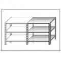 Stainless steel bolt shelving IXP 3 smooth shelves thickness cm 2,5 stainless steel 8/10 Lenght cm 60 Depth cm 30 Height cm 150 Modular element With plastic feet and bolts Cut-off edges Polished finish Model B3696030C