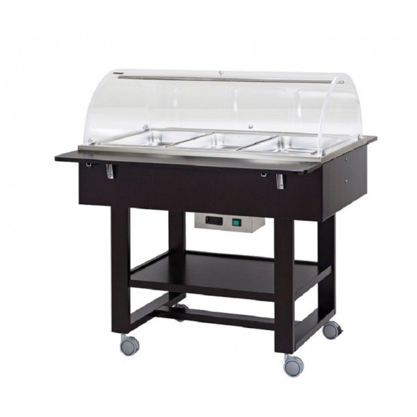 Wooden bain-marie trolley Model CL2777W Colour walnut or wenge