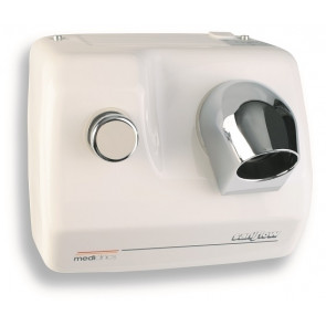 Wall-mounted push-button hair dryer in white porcelain steel, vandal-proof and anti-theft, with tube, suitable for changing rooms and communities Model SC0088H
