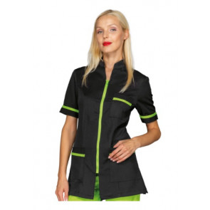 Woman Florida blouse SHORT SLEEVE 100% Polyester BLACK + APPLE GREEN available in different sizes Model 002536