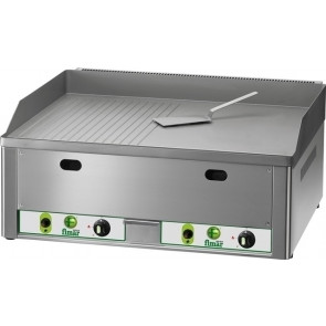 Gas frytop Model FRY2LRMC double smooth striped chromed steel plate