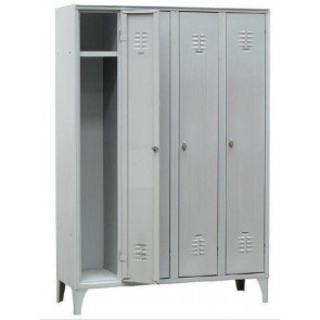 Space saving changing room locker FAS made of steel sheet Thickness 6/10 N.4 Compartments N.4 Hinged door Top shelf Card holder Model H120Q1804A