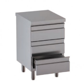 Stainless steel self-supporting cabinet with 3 drawers without upstand with worktop Model DSNCT056