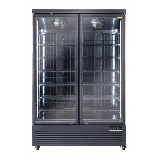 Ventilated refrigerated cabinet Model RFG1350B with glass door BLACK