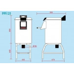 Potato peeler with stand Model PPF25 Loading capacity 25KG Hourly production kg/h 450