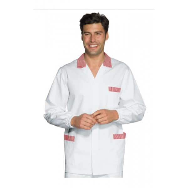 Chef jacket Peter Long sleeve 100% Cotton White and red Available in different sizes Model 036111