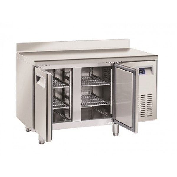 Refrigerated counter for gastronomy With splashback Model QR2200 Ventilated Self-closing doors