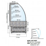 Hot vertical display for bakery and gastronomy Model EVOLUX60HOT Front glass opening With anti-fog system