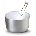Deep saucepan1 handle in aluminium Capacity lt. 5,6 Hot floor dimension ø cm. 18 thickness 3 cm Size ø cm. 24 x 14h Model 290-424
