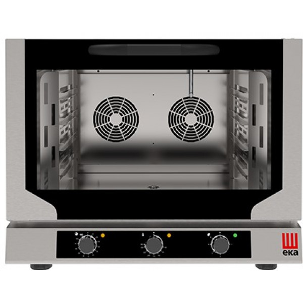 Electric ventilated convection oven with direct steam Model EKF411NUD Capacity n.4 trays/grids GN 1/1 cm 53 x 32,5 Power Kw 6,4 Drop down door