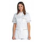 Woman Panarea blouse SHORT SLEEVE 100% Cotton WHITE + BLACK in different sizes Model 002731