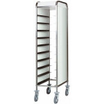 Tray trolleys Model CA1450PI Stainless steel structure Stainless steel guides Side panels in white stainless steel Capacity n. 10 trays GN 1/1 (cm 53x32,5)