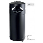 Recycling waste bin with ashtray MDL Three galvanized inner buckets Colour black Model 776000
