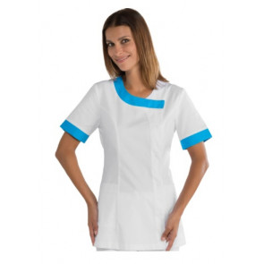 Woman Delhi blouse SHORT SLEEVE 65% Polyester 35% Cotton BLAKC AND TURQUOISE Avaible in different sizes Model 005420