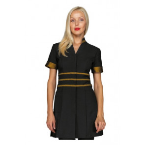 Woman Cheyenne blouse SHORT SLEEVE 100% Polyester BLACK + LUREX GOLD Avaible in different sizes Model 004971