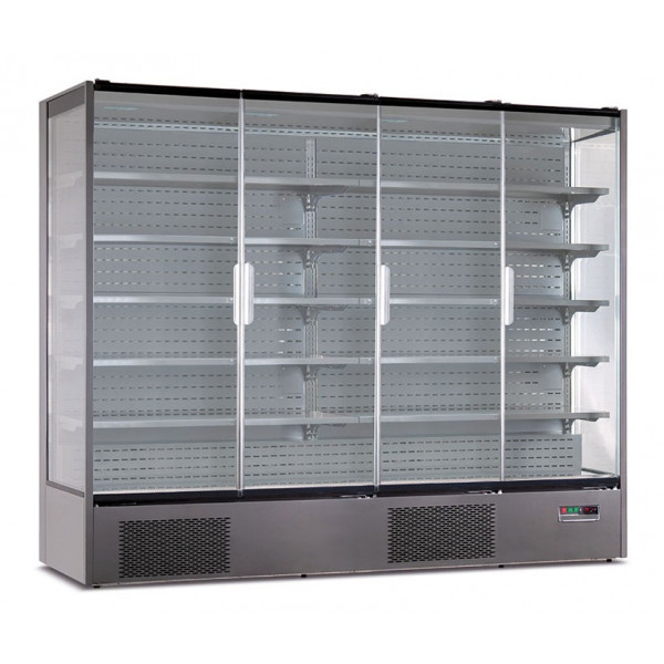 Ventilated 3 sided glasses, four door multideck cooler. Positive temperature. Model VISION 250
