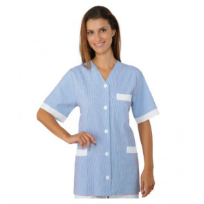 Woman Medina blouse SHORT SLEEVE 100% Cotton LIGHT BLUE STRIPED Avaible in different sizes Model 006722