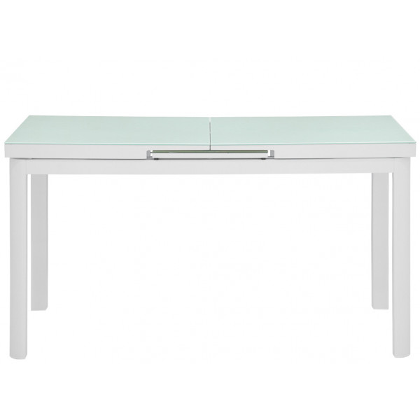 Indoor table TESR ​​Powder coated aluminum frame, top and extension in scratchproof tempered glass Model 1807-SD80