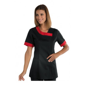 Woman Delhi blouse SHORT SLEEVE 65% Polyester 35% Cotton BLACK AND RED Avaible in different sizes Model 005407