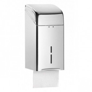 Dispenser of interlayed toilet paper in sheets MDC  polished Stainless steel vandal-proof suitable for common bathrooms Capacity: 600 wipes Model DTH100C