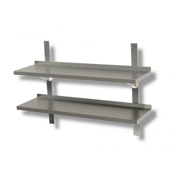 Double shelves with racks and brackets Stainless steel top Raised edge Model SMD0004