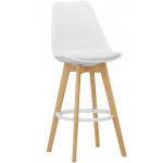 Indoor stool TESR  Oak wood frame, polypropylene shell, synthetic leather pad. Model 1639-EV37