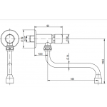 Wall mounted self closing tap with swinging spout 165 mm, flow time 8 ± 12 sec MNL Model ARES008