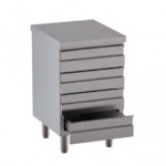 Stainless steel self-supporting chest of 4 drawers without upstand with worktop Model DSNCQ056