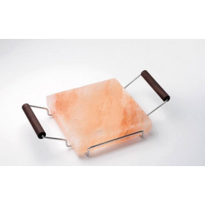 Square qsalt plate with chromed frame with wooden handles Model PSR2020