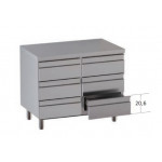 Stainless steel self-supporting cabinet with 6 drawers without upstand with worktop Model DSN6C106