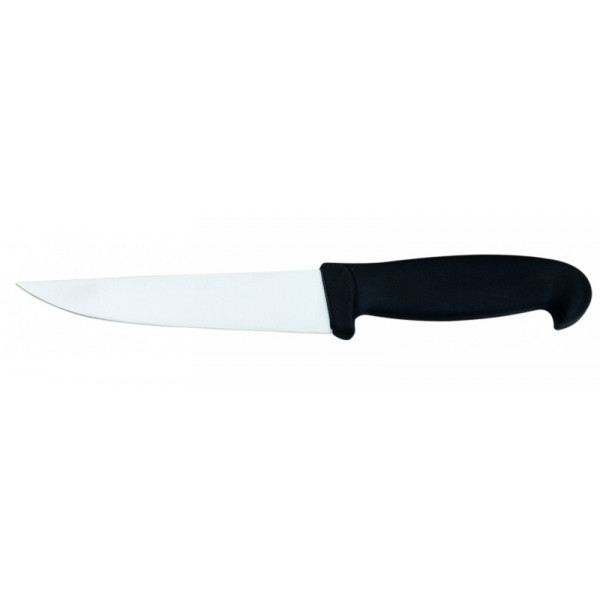 Deboning knife.Tempered AISI 420 stainless steel blade with conical sharpening, satin finish.Handle in rubberized non-toxic material, anti-slip and dishwasher safe.  Blade Cm 16 Model CL1202